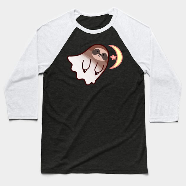 Ghost Sloth Baseball T-Shirt by saradaboru